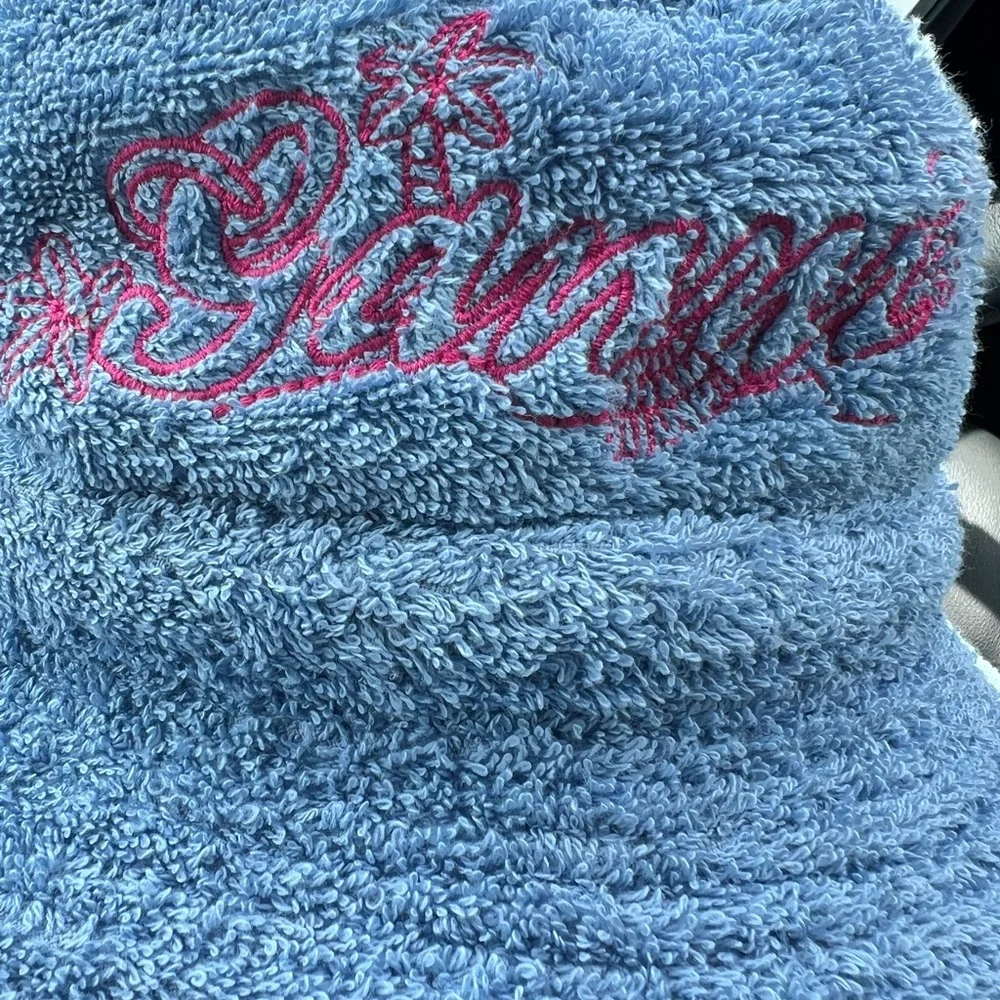 NWOT GANNI Beach Terry Bucket Hat Blue Size M/L